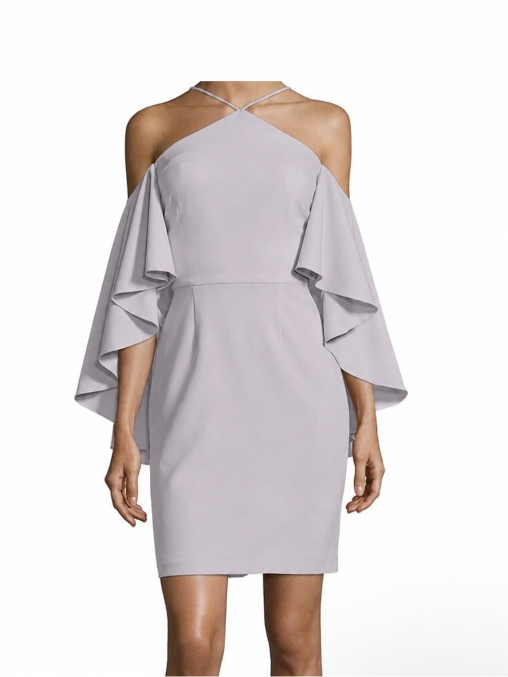 Amanda Uprichard Lilac Gray Cold-Shoulder Halter Mini Dress – Size Small